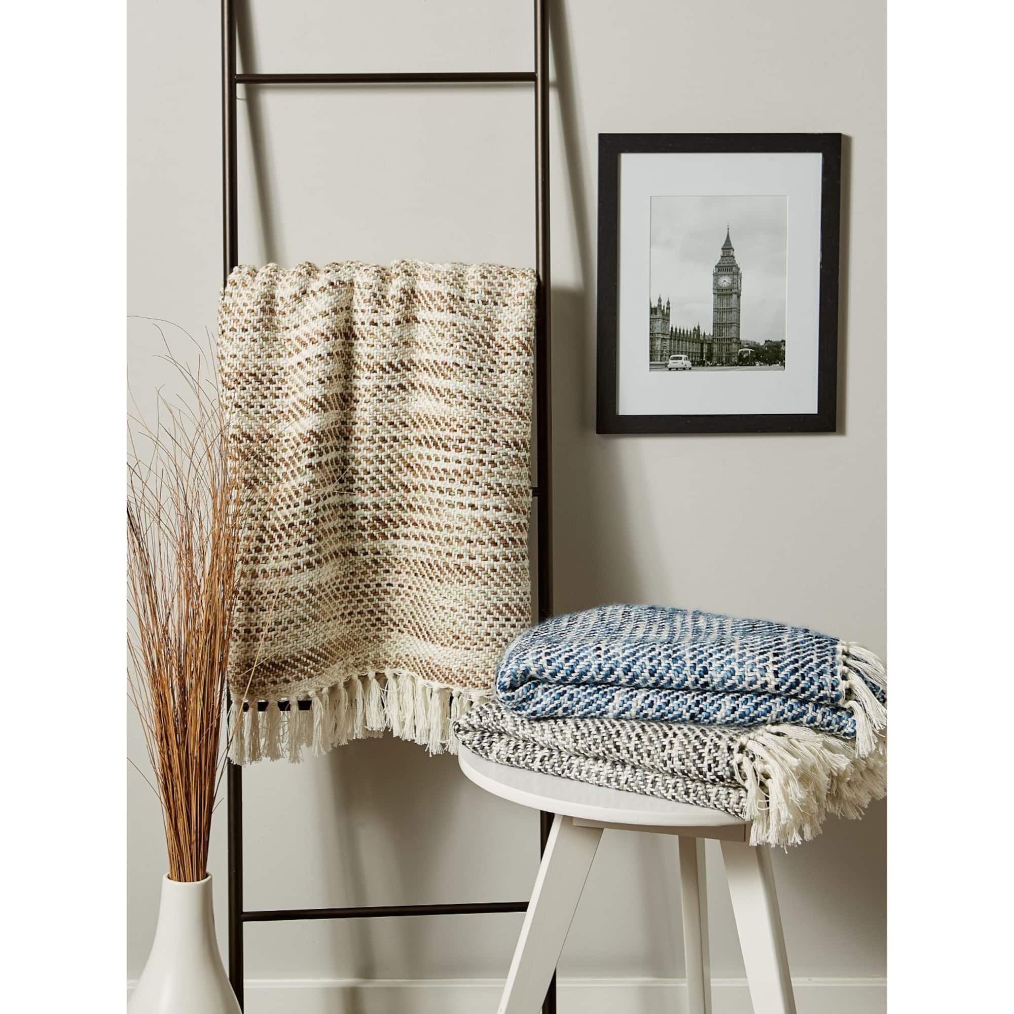 DII® Natural Tone Diagonal Stripe Acrylic Throw